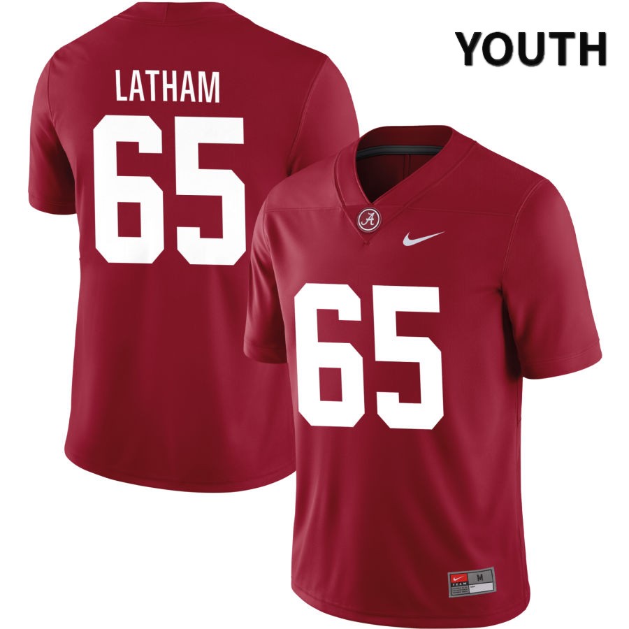Alabama Crimson Tide Youth JC Latham #65 NIL Crimson 2022 NCAA Authentic Stitched College Football Jersey BC16K73EQ